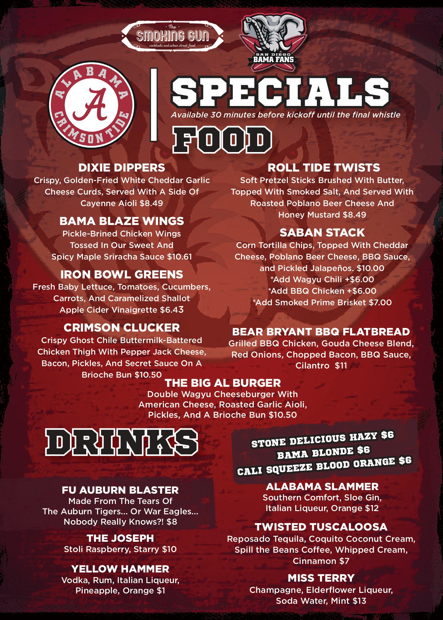 alabama game time menu